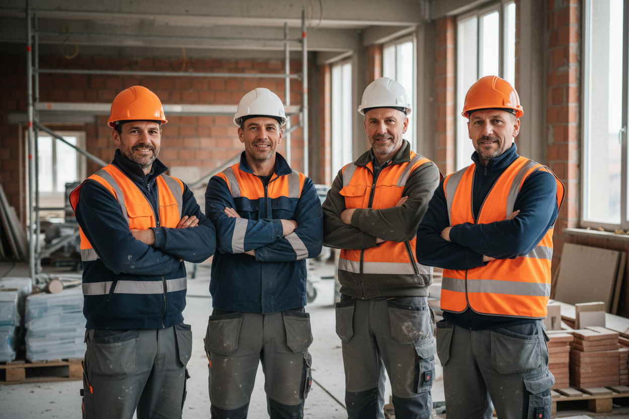 DEMI Bau Team bei der Baureinigung nach Fertigstellung